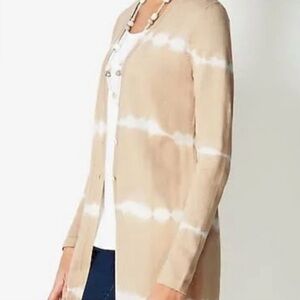 Pure Jill size XS Beige Tie-Dye Women's Cardigan Longline button front cardi